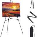 1 PCS Black Easel Stand for Wedding Sign Stand, 65 Inch Adjustable Metal Easels for Display, Portable Folding Easel for Wedding, Display Show, Arts, Poster with Portable Bags
