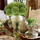 Hananona 12 Pcs Artificial Chrysanthemums Flowers Ball Flower, Fake Mums Flowers Green Silk Flowers for Home Decor Indoor Floral Arrangement St Patricks Day Table Centerpiece (12, Green)