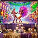 Festival Carnival Banner Mardi Gras Party Backdrop Masquerade Photoshoot Photography Background Purple New Orleans Mask Mardi Gras Party Decorations Banner Photo Booth Props (Feathered Mask#006)