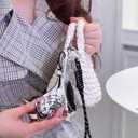 Cute Bag Charms Keychain Heart Handbag Accessories Key chains Decor for Women Girls Purse Ornament (Black)