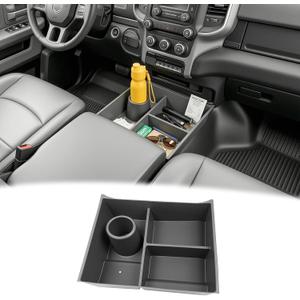 Bench Seat Floor Organizer Compatible with 2013-2025 Ram 1500 2500 3500-5500 Classic Center Console Storage Organizer Under Seat Box Bin Cup Holder for RAM Accessories(RAM Classic Bench Seat)