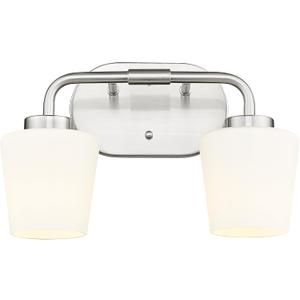 Bathroom Light Fixtures Over Mirror, 2-Light Brushed Nickel Vanity Lighting Fixtures with Milk White Glass, Vintage Farmhouse Wall Sconces Lighting, AD-22004-2W-SN