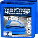 Tarp 10x12 Feet, 7 Mil Thick Waterproof Poly Tarps Cover UV Resistant, Rip & Tear Proof with Metal Grommets Every 20 Inche (Blue/Silver)