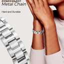 Gold Metal Bracelet Band Women 20mm Adjustable Single Chain Compatible with Samsung Galaxy Watch 7/6/5/4/Active 2/4 Classic/6 Classic/5 Pro/FE 40mm 42mm 43mm 44mm 45mm 46mm 47mm (No Case)