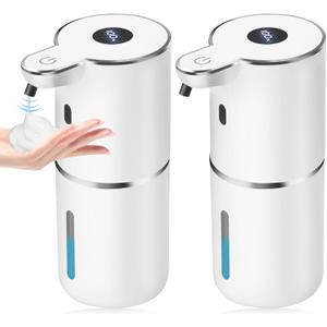 2 Pack Automatic Soap Dispenser,12.8oz/380ml USB Rechargeable Touchless Foaming Dispenser with Upgraded 2025 Smart Sensor,Wall Mounted for Bathroom Kitchen,White P18 Dish Soap Dispenser