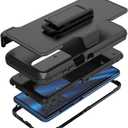 Compatible with Motorola Edge 2021/Edge 5G UW 2021 Case,Heavy Duty Rugged Shockproof Full Body Protection Kickstand Case with Belt Clip Holster for Motorola Edge 2021 Phone (Black)