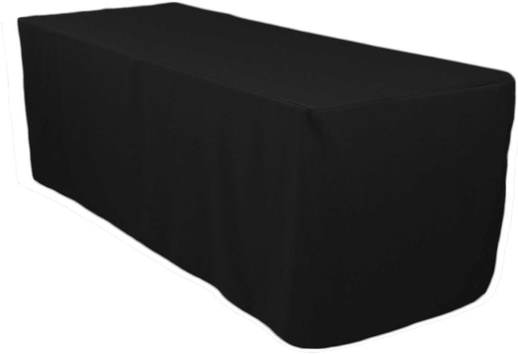 Surmente Black Fitted Tablecloths for 6 Foot Rectangle Tables, Black Table Covers for Weddings, Banquets, or Restaurants (1 Pack)