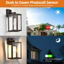 NOVCAND Dusk to Dawn Outdoor Light Fixtures, 2-Pack Sensor Porch Lights, Waterproof Exterior Wall Sconce Lighting Lamp, Waterproof Wall Lantern for House, Doorway, Garage (Brown)