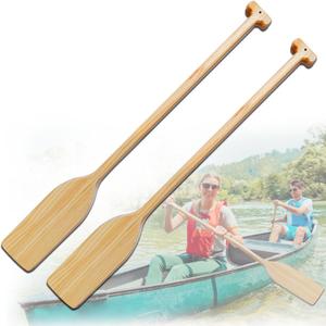 2 Pcs Oar Canoe Paddle 4 Feet Wooden Boat Paddle, Ergonomic Grip,Pine Wood Paddle Oars for Kayak Water Sport DIY Home Decoration
