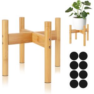 RETON Wood Plant Stand Indoor, Mid Century Modern Indoor Plant Stand, Wooden Plant Holder, Modern Bamboo Flower Pot Stand for Indoor, Outdoor, Garden, Yard, Office (7.87in, Small)