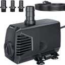 POPOSOAP 680GPH Submersible Water Pump, Water Fountain (2400L/H, 55W) with 8.5FT High Lift Adjustable & 3 Nozzles & 16.4FT Cord, Ultra Quiet Aquarium Pump for Pond Fountain Waterfall Hydroponics-Q104