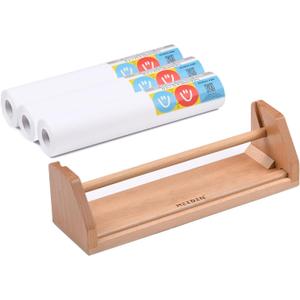 MEEDEN Paper Roll Dispenser with 3 Paper Rolls (12" x 75ft) - Beech Wood Kids Easel, Wooden Tabletop Easel for Kids Art Supplies, Toddler, Doodle, Drawing, Art, Craft