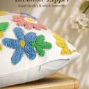 Throw Pillow Covers 18x18 - Tufted Decorative Pillow Cover with Zipper for Couch Sofa Bed Living Room Aesthetic Cute Soft Spring Summer Farmhouse Indoor Pillowcase, Five Color Flower