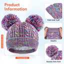 Zando Satin Lined Toddler Winter Hat Warm Kids Knit Beanie Hat Silk Lined Baby Girls Boys Double Pom Pom Children 3-8 Years (Two Tone Brown)