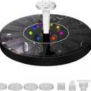Solar Powered Fountain Pump for Bird Bath, Garden, Pond & Outdoor Decor - 7 Nozzles, 4 Fixers, Colorful LED Lights, Upgraded Glass Panel, Small Water Fountain for Fish Tank & Swimming Pool