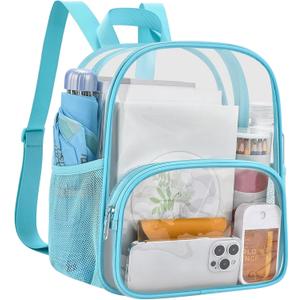 USPECLARE Clear Backpack for Stadium Events Small Clear Backpack 11.5x9.5x6 for Concert Sport Events Work Travel (Medium, Aqua)
