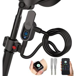 Anweller Fingerprint Bike Lock with Key, Heavy Duty Anti-Theft Weatherproof Keyless Bluetooth App Biometric Smart Cable Lock for Bicycle Scooter Accessories Outdoor Fence Gate Snowboard Ski