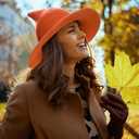 ZingSurp Halloween Witch Hat for Women,Adult Witch Hat for Halloween Party Cosplay Costume Accessory,Modern Wool Witches Cap