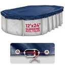 12 x 24 ft Oval Pool Covers for Above Ground Pools, Oval Winter Pool Cover, Swimming Pool Cover, Keeps Out Debris, Cold and UV Resistant, Supreme Mesh, Navy Blue