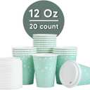 Restaurantware-Restpresso 12 Ounce Drinking Cups, 20 Hot Cups With Plastic Lids - Snowflake Design, Disposable, Light Blue Paper Coffee Cups, For Christmas Parties, Serve Hot And Cold Drinks