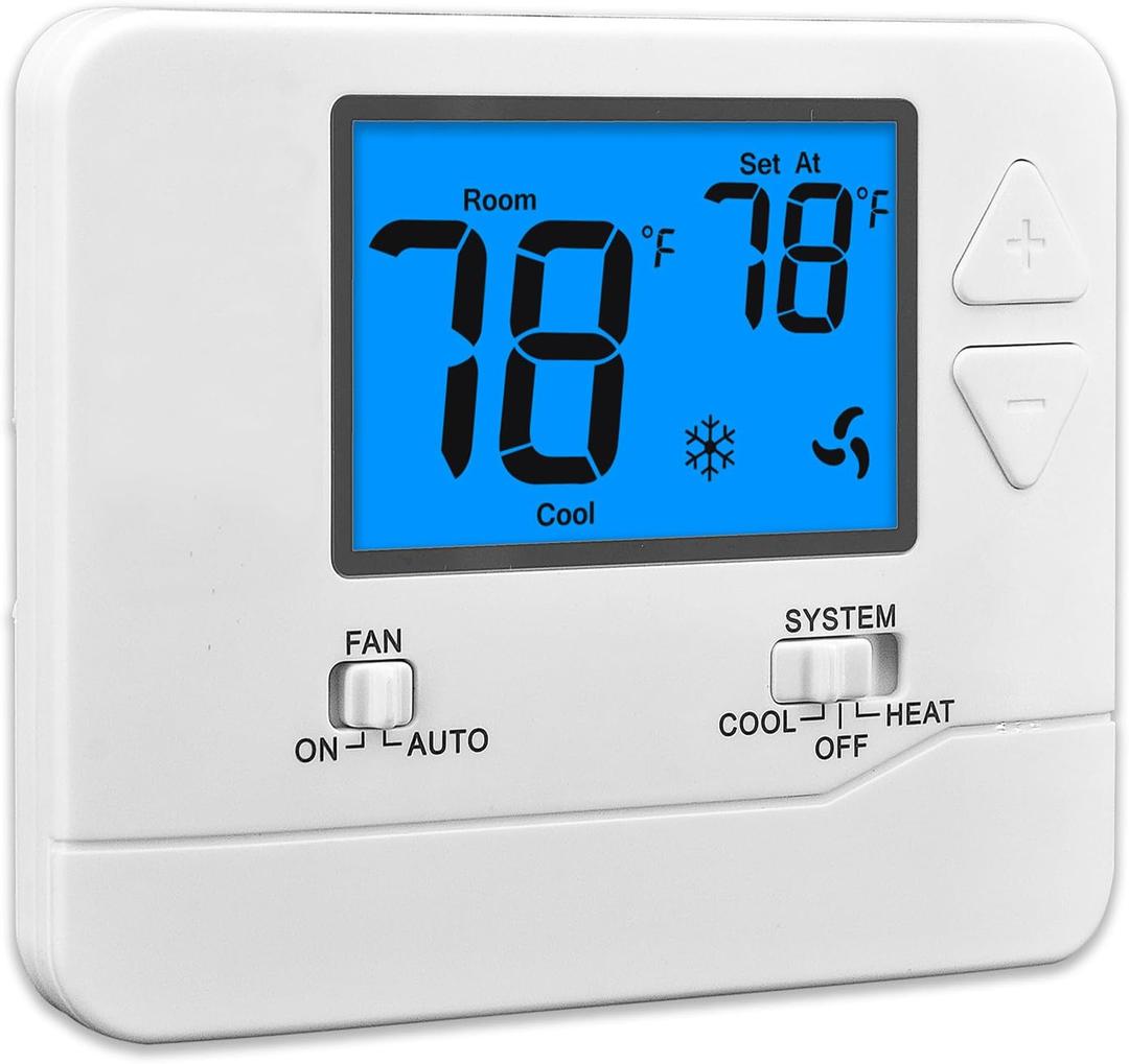 Non-Programmable Thermostats for Home 1 Heat/1 Cool Conventional Single-Stage Systems (Blue Backlight)