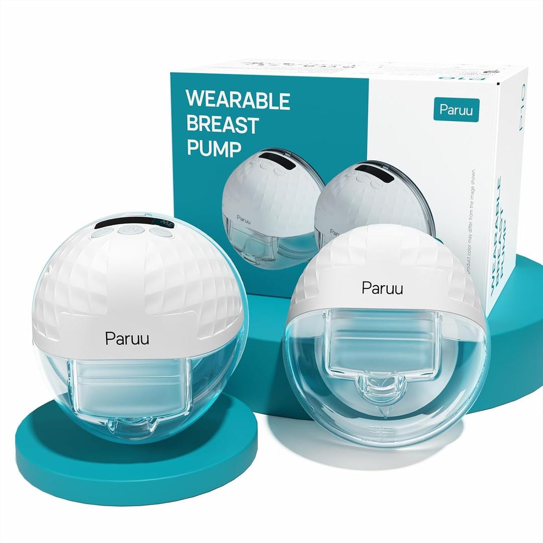 Paruu P10 Hands-Free Breast Pump Wearable, 338mmHg Strong Suction, Low Noise, 4 Modes & 9 Levels, Electric Breast Pump Portable, Smart Display, 19/21/24/28mm Insert/Flange, 2 Pack (White)