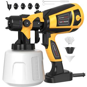 Paint Sprayer 1000W High Power Electric Spray Paint Gun with Adjustable Spray Width Knob,1400ML Container,4 Nozzles & 3 Patterns,Easy to Clean for Furniture Cabinets House Painting Black Yellow