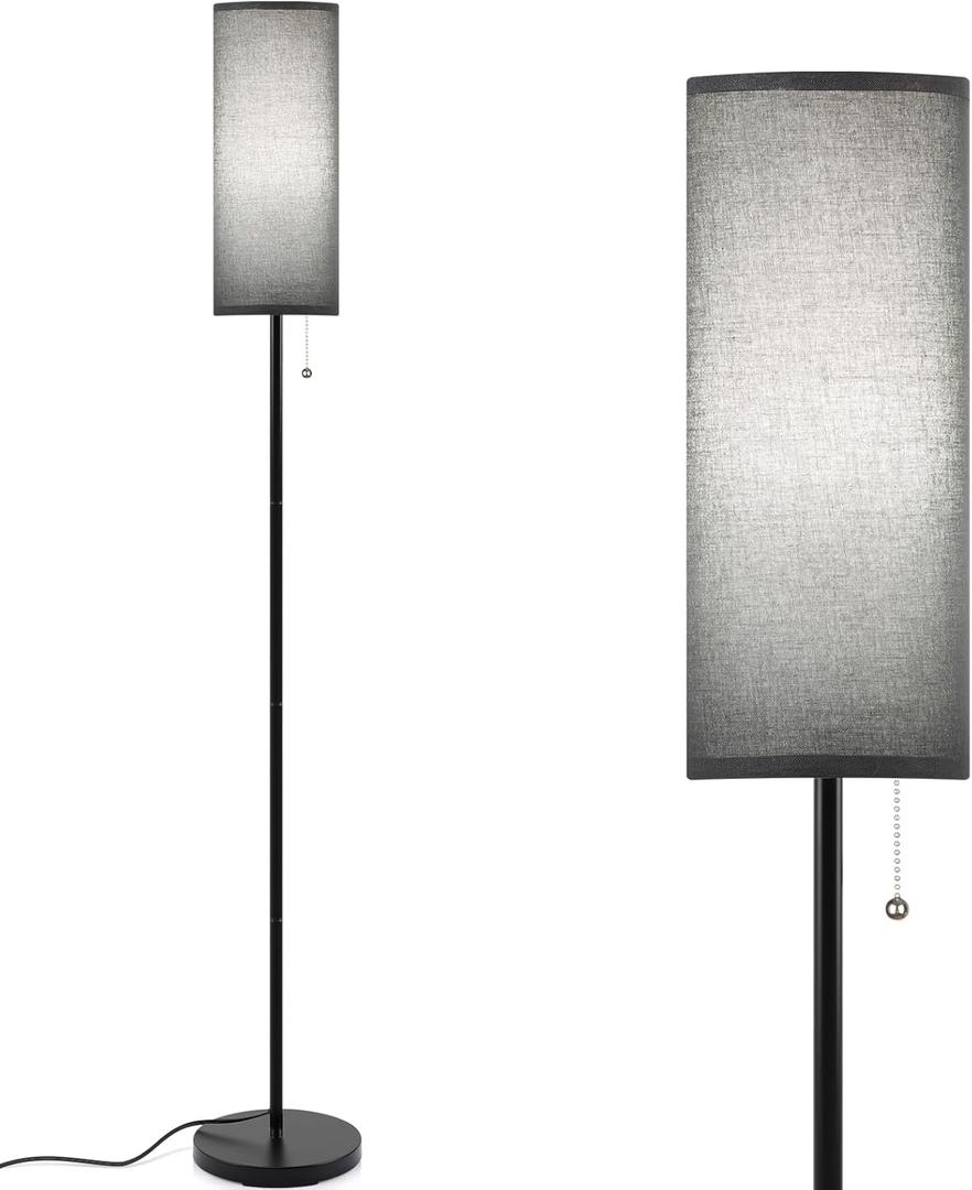 Coucrek Floor Lamp for Living Room, 3 Color Temperature Modern Standing Lamps, Minimalist Pole Lamp Tall Lamps for Bedroom, Living Room, Office, Kids Room, Reading, Black Lampshade