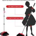NACENA Broom and Dustpan Set, 52-in Long Adjustable Handle Broom Dustpan Combo with Dustpan Teeth to Automatically Clean Hair Suitable for Home Kitchen Office Hall Floor (Black&Red), 2 Pack