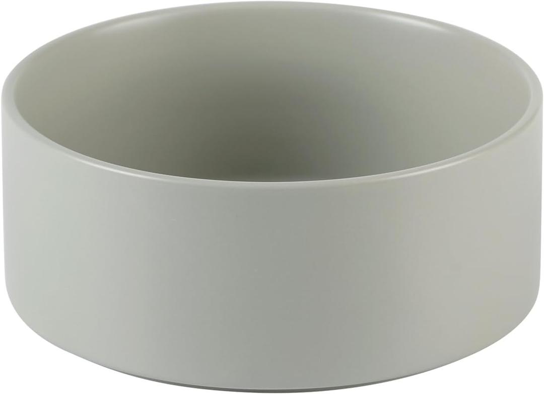 Non-Slip Ceramic Dog Bowl - Small & Medium Dog Feeding Bowl, Protects Cervical Spine (6in, Grey) (6inch, Bowl - Grey)