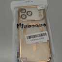 Misscase Magnetic Glitter Case for iPhone 17 Pro Max,Gradient Love Hearts Plating Phone Case Compatible with MagSafe,Built-in Camera Lens Protector,Cute Full Cover Protection Case for Women-Gold