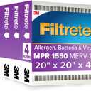 Filtrete 20x20x4 AC Furnace Air Filter, MPR 1550, MERV 12, Fits Honeywell, CERTIFIED Asthma & Allergy Friendly, Electrostatic Air Cleaning Filter, 4-Pack (actual size 19.88 x 19.88 x 4.31)