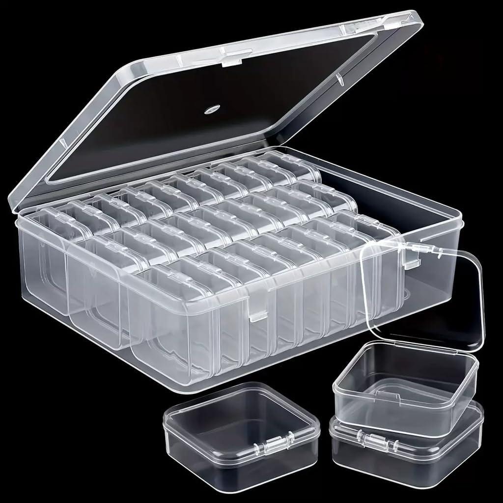 30Pcs Bead Organizer, Clear Plastic Cases for Pearl Bracelets and Small Accessories (2.17 x 2.17x0.79 inches)