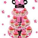 Pink Mouse 3-Tier Cupcake Stand Party Favors Dessert Tower Cupcake Holder for Wedding Birthday Baby Shower Party Decorations