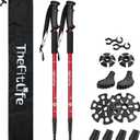 TheFitLife Nordic Walking Trekking Poles - 2 Sticks with Anti-Shock and Quick Lock System, Telescopic, Collapsible, Ultralight for Hiking, Camping, Mountaining, Backpacking, Walking, Trekking (Red)