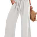 Caracilia Wide Leg Palazzo Pants for Women Summer High Waist Flowy Loose Casual Lounge Trousers Beach Travel Vacation Clothes XXL