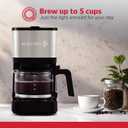 Holstein Housewares 5 Cup Coffee Maker Compact Drip Coffee Machine with Auto Pause & Serve, Reusable Filter, Glass Carafe, Water Window & Warming Plate, Black