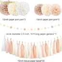 2 x NICROHOME EUR Boho Wedding Decorations, 28PCS Rustic Neutral Creamy White Tissue Paper Pom Poms Tassel, Dots Paper Garland Decor Packages for Baby Shower Birthday Bridal Shower Party Table