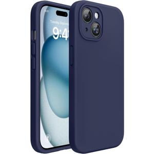 Miracase Compatible with iPhone 15 Case, [Soft Anti-Scratch Microfiber Lining], Liquid Silicone Case Gel Rubber Shockproof Drop Protection Phone Case for iPhone 15, Dark Blue
