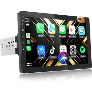 Haudio 10.1 Inch Single Din Car Stereo, Rotatable Touch Screen, Wireless CarPlay & Android Auto, Android 13 Car Radio with Bluetooth GPS Backup Camera