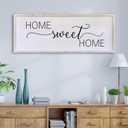 Home Sweet Home Sign Wall Decor 32X12 Master Family Room Above Bed Beautiful Living Room Above Couch Sign Large Rustic Farmhouse Wood Framed Entryway Hanging Wall Art Decoration (White)