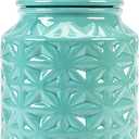MyGift Vintage Turquoise Ceramic Kitchen Jar with Lid, Cookie Jar Storage Containers Airtight with Embossed Star and Bird Design