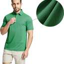 M MAELREG Golf Shirts for Men Dry fit Sports Jacquard Lightweight Performance Texture Short Sleeve Collared Polo Shirts (Green, M)