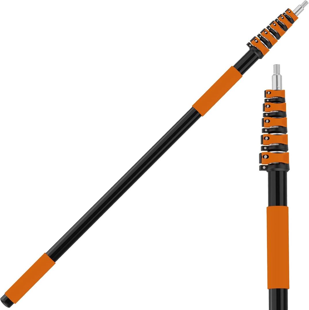AgiiMan 30FT Reach Telescoping Pole - 5 to 24FT Extension Pole, Portable Aluminum Telescoping Rod with Easy Flip Lock, Paint Roller Extension Poles for Paint Dusting, Window Cleaning