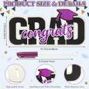 Qunclay Class of 2026 Wood Signs Graduation Party Decorations 2026 Congrats Grad Sign Wooden Signature Board with Pen Graduation Photo Booth Prop for High School College Grad Party Supplies(Purple)