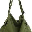 KlaOYer Canvas Messenger Bag Large Hobo Bag Crossbody Shoulder Bag Tote Bag with Pocket for Women and Men (Green 2)