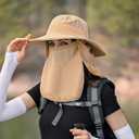 Sun Hats for Men Women Fishing Hat UPF 50+ Breathable Wide Brim Summer UV Protection Hat (Khaki(with Face Cover & Neck Flap ))