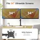 ErGear Dual Monitor Desk Mount for 1334 Monitors up to 26.5 lbs, Fully Adjustable Monitor Stand Holds 2 Computer Screens, Heavy-Duty Dual Monitor Arm with C-Clamp & Grommet Base, Black, EGCM13B