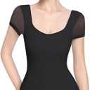 Women's 80s Retro Ballet Jumpsuit - Short-sleeve Adult Fit for Gymnastics, Dance & Stage Performances (Black, L)