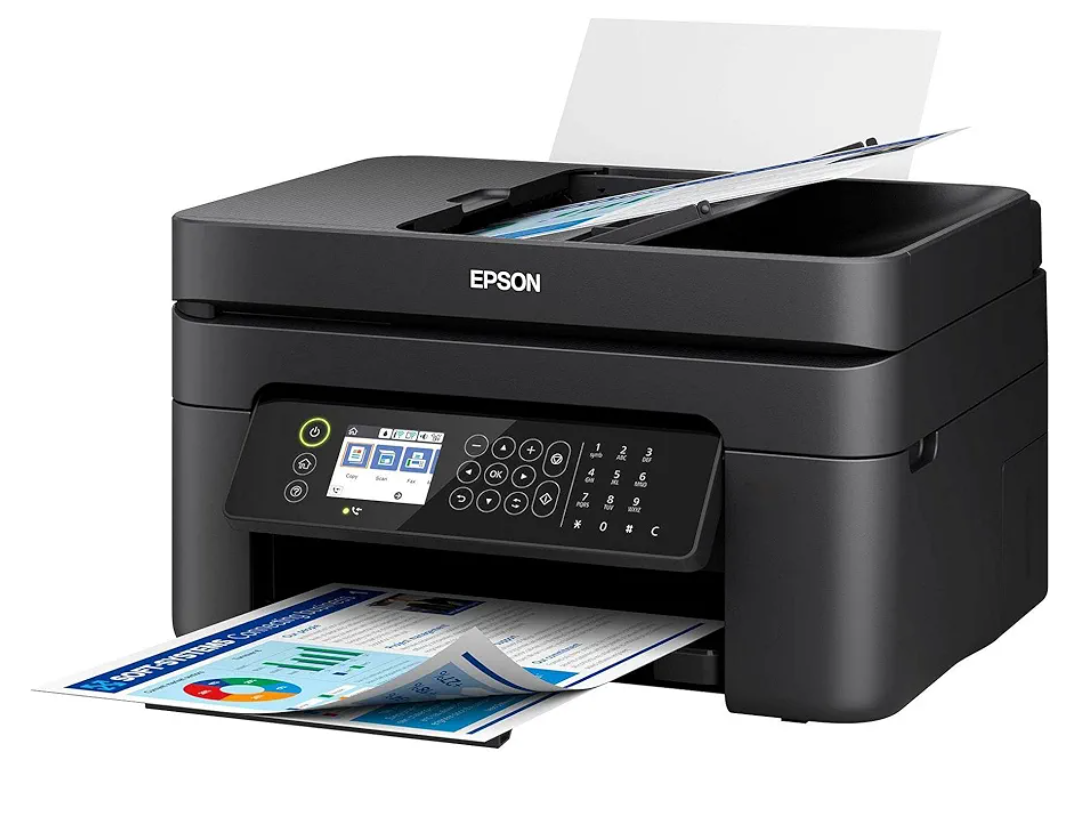 Epson Workforce WF-2950 All-in-One Wireless Color Inkjet Printer, Black - Print Scan Copy Fax - 10 ppm, 5760 x 1440 dpi, Auto 2-Sided Printing, 30-Sheet ADF, Voice-Activated, Vertluna Printer_Cable